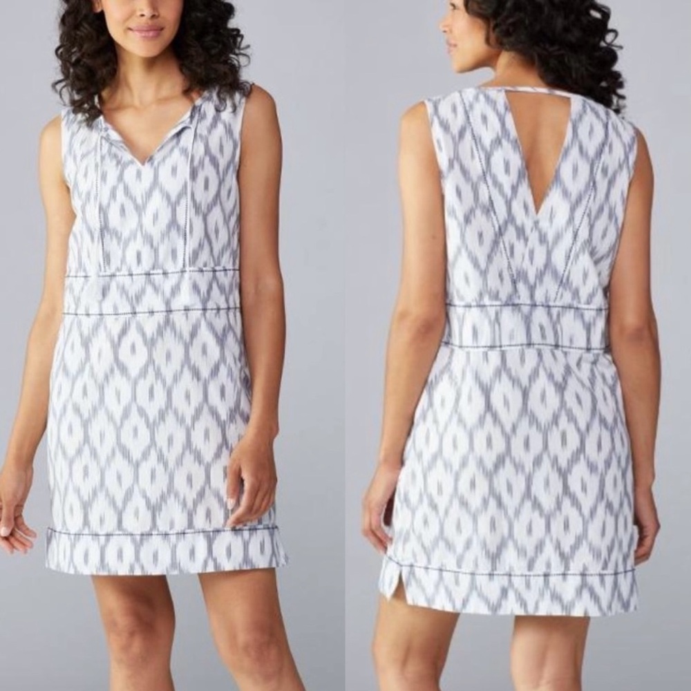 Toad&Co Blue and White Patterned Backless Dress
